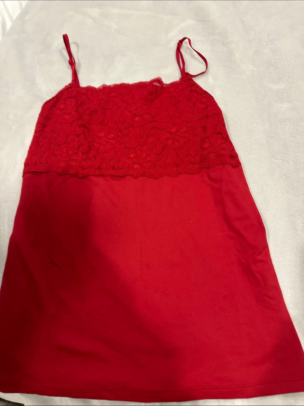 Red Lace Trim Camisole with Adjustable Straps — Women’s Sleek Cami